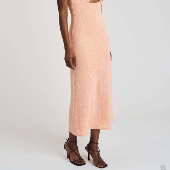 Barbara Twist Knit Linen-blend Maxi Dress In Peach - Picture 3 of 4